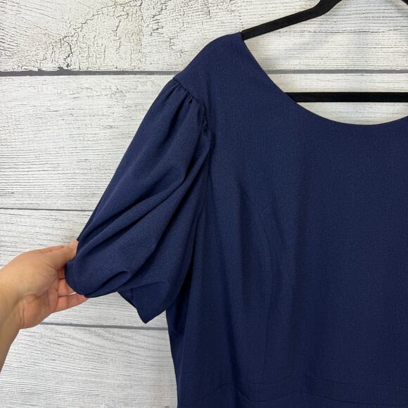 Asos Plus Size Navy Puff Sleeve Modest Simple Dress Size 22 - Picture 6 of 7